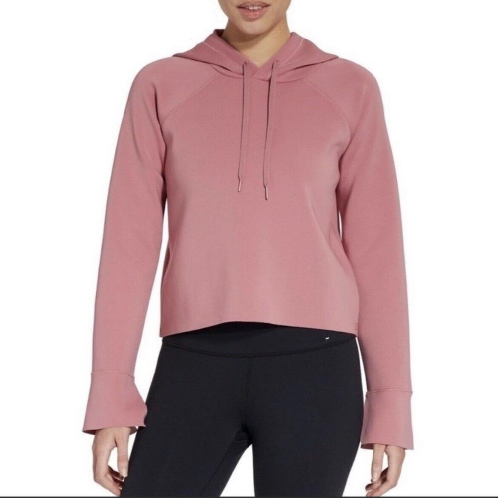CALIA Carrie Underwood Women XS Scuba Bell Sleeve Pink Cropped Hoodie Activewear